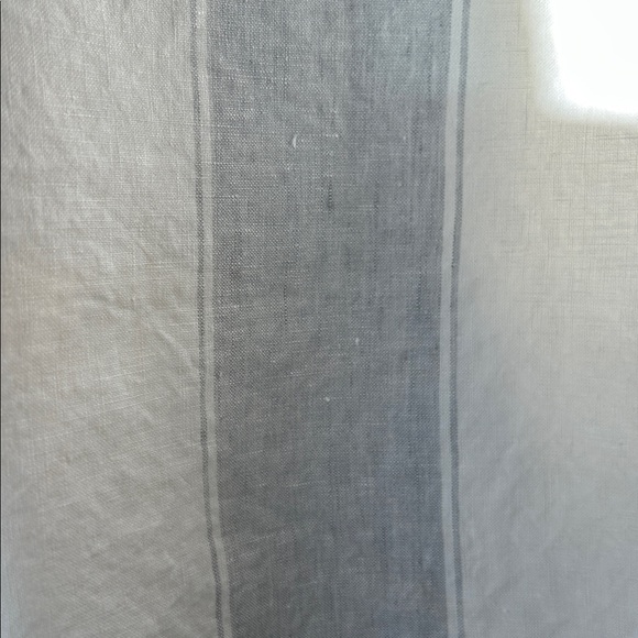 LIBECO Belgian Linen Tea Towel White w Grey Stripes 26.5" Square - Picture 6 of 6